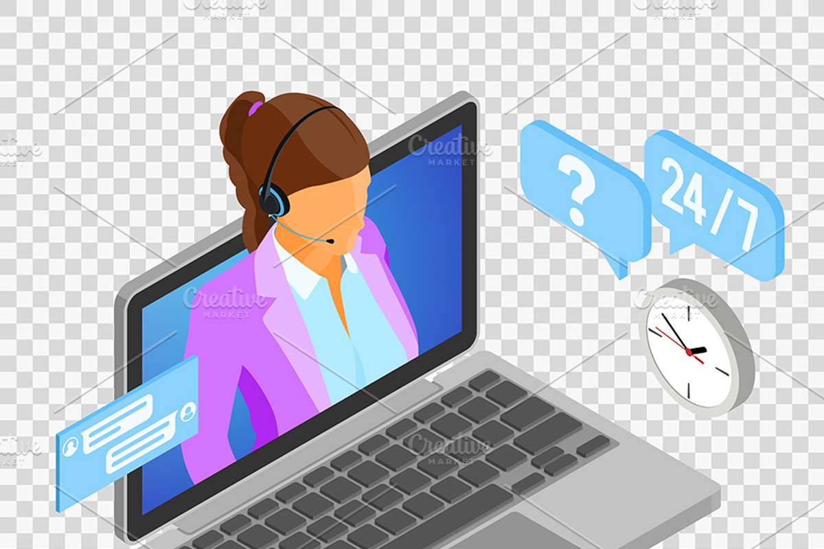 Isometric Online Customer Support, a Person Illustration by TAlex (Photo 2 of 6)