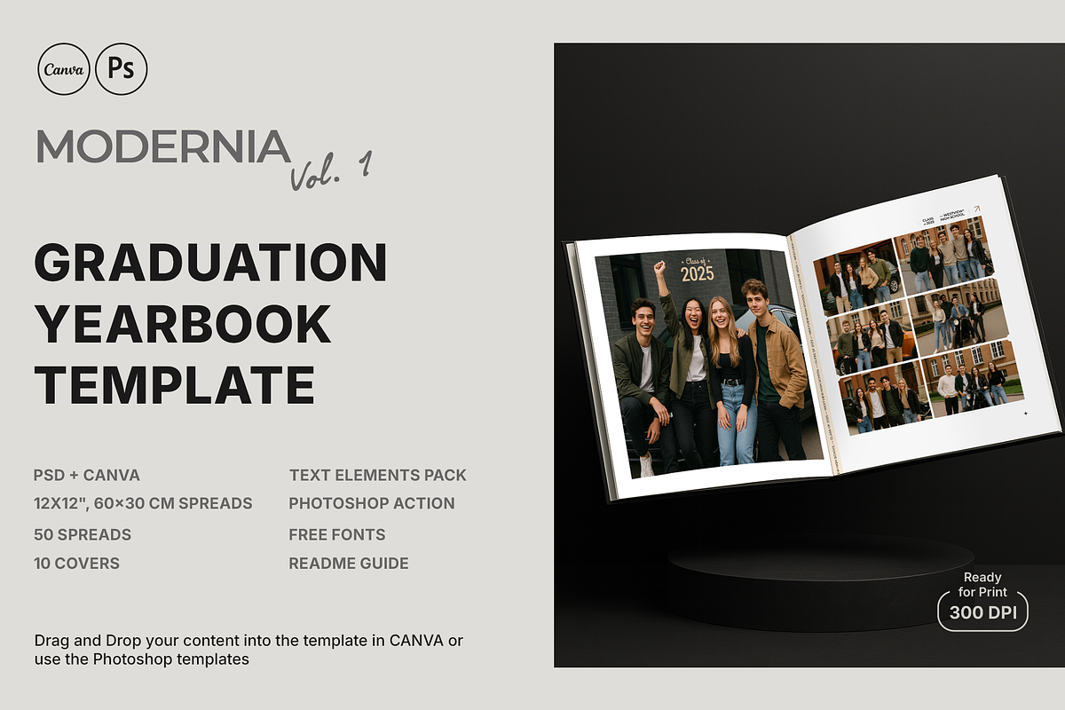Graduation Yearbook Template - PSD & Canva preview 3