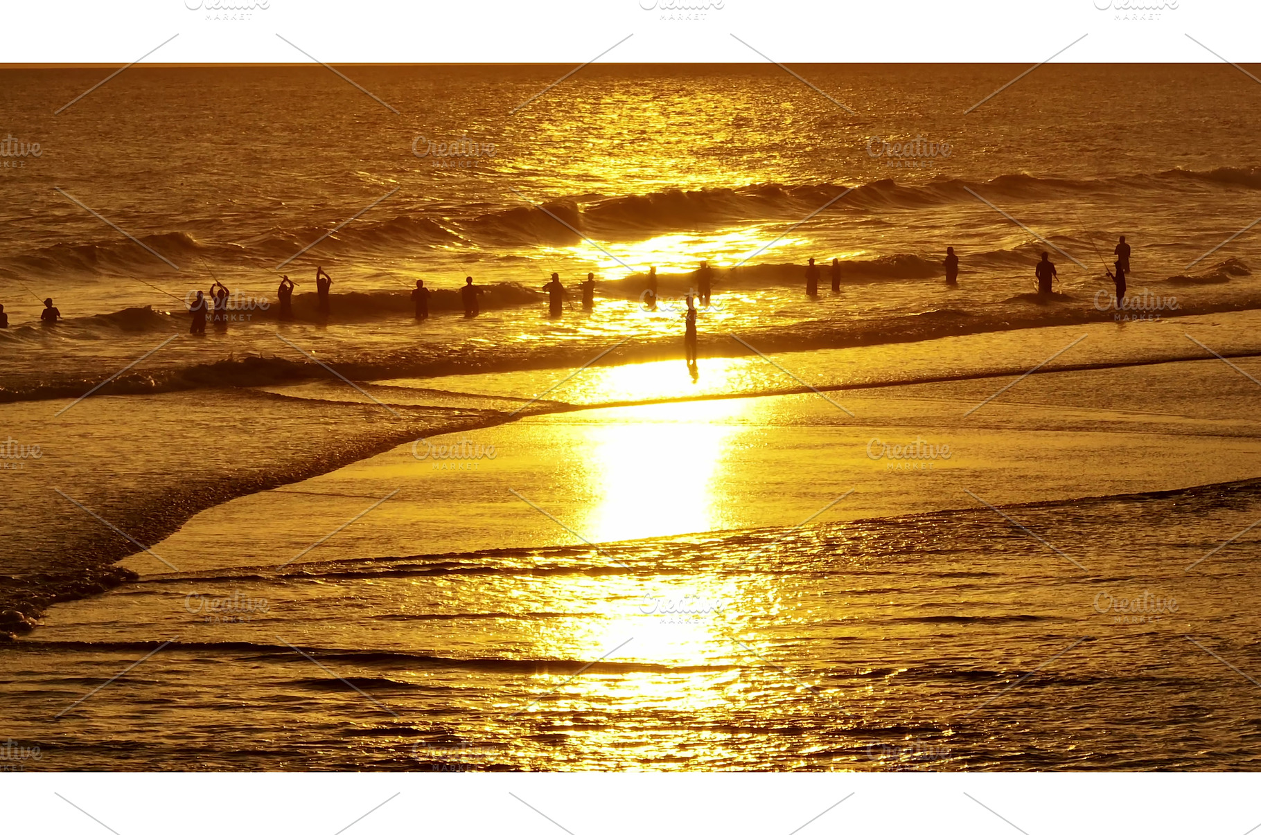 People swimming Bali beach at golden, a Person Photo by Goinyk