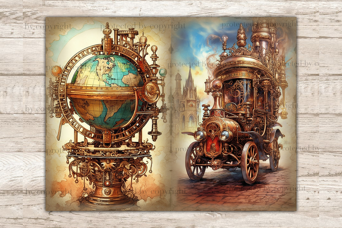 Steampunk Junk Journal Kit Ephemera, a Person Illustration by GlamArtZhanna (Photo 8 of 9)