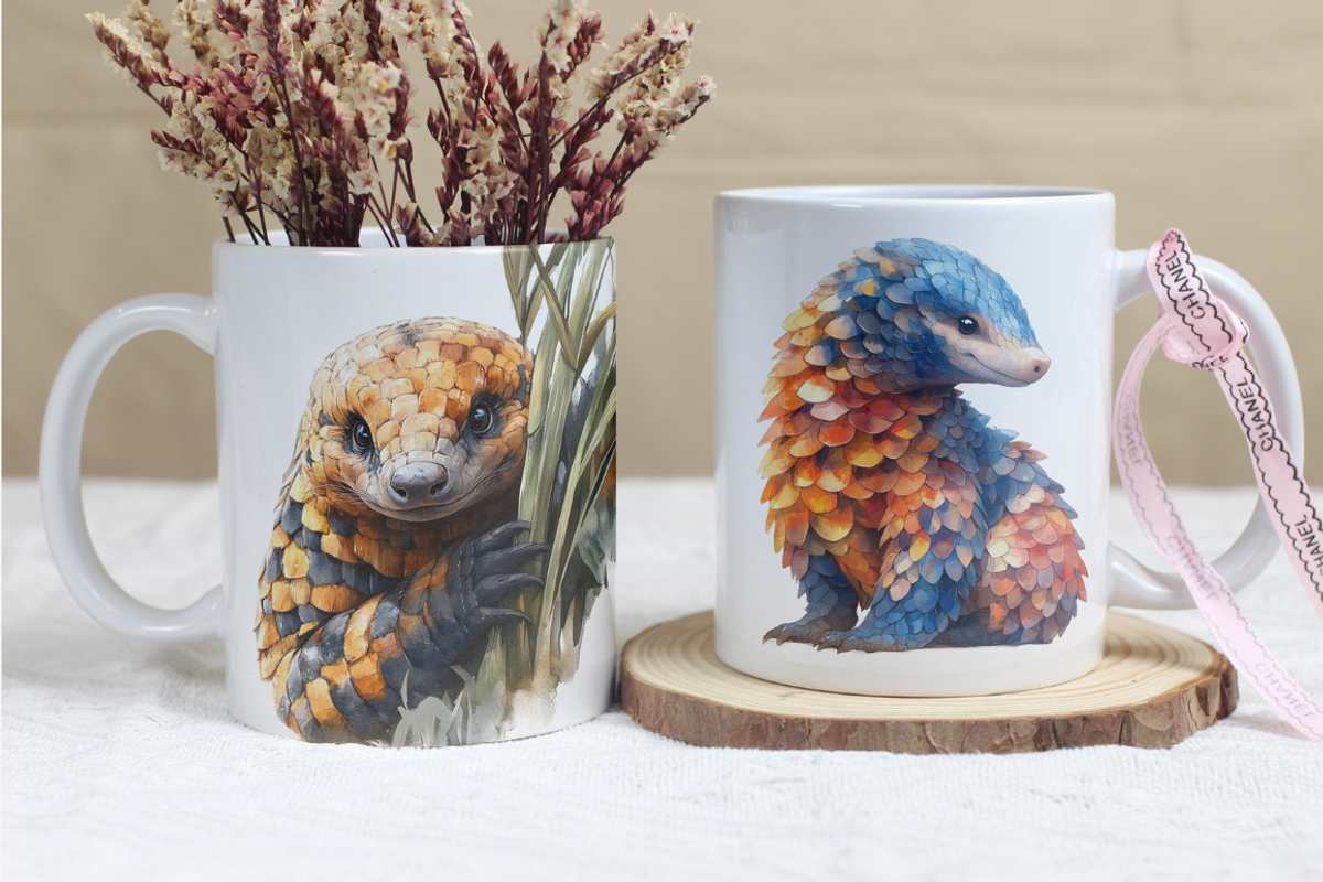 Watercolor Caricature Pangolins, an Animal Illustration by PrintHaven Designs (Photo 8 of 8)