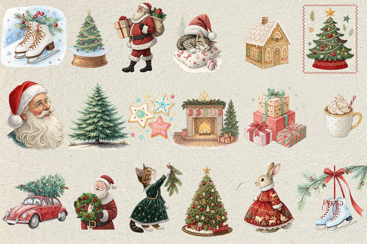 Cozy Christmas Holiday Set, a Seasonal Illustration by RevintageStudio (Photo 3 of 6)