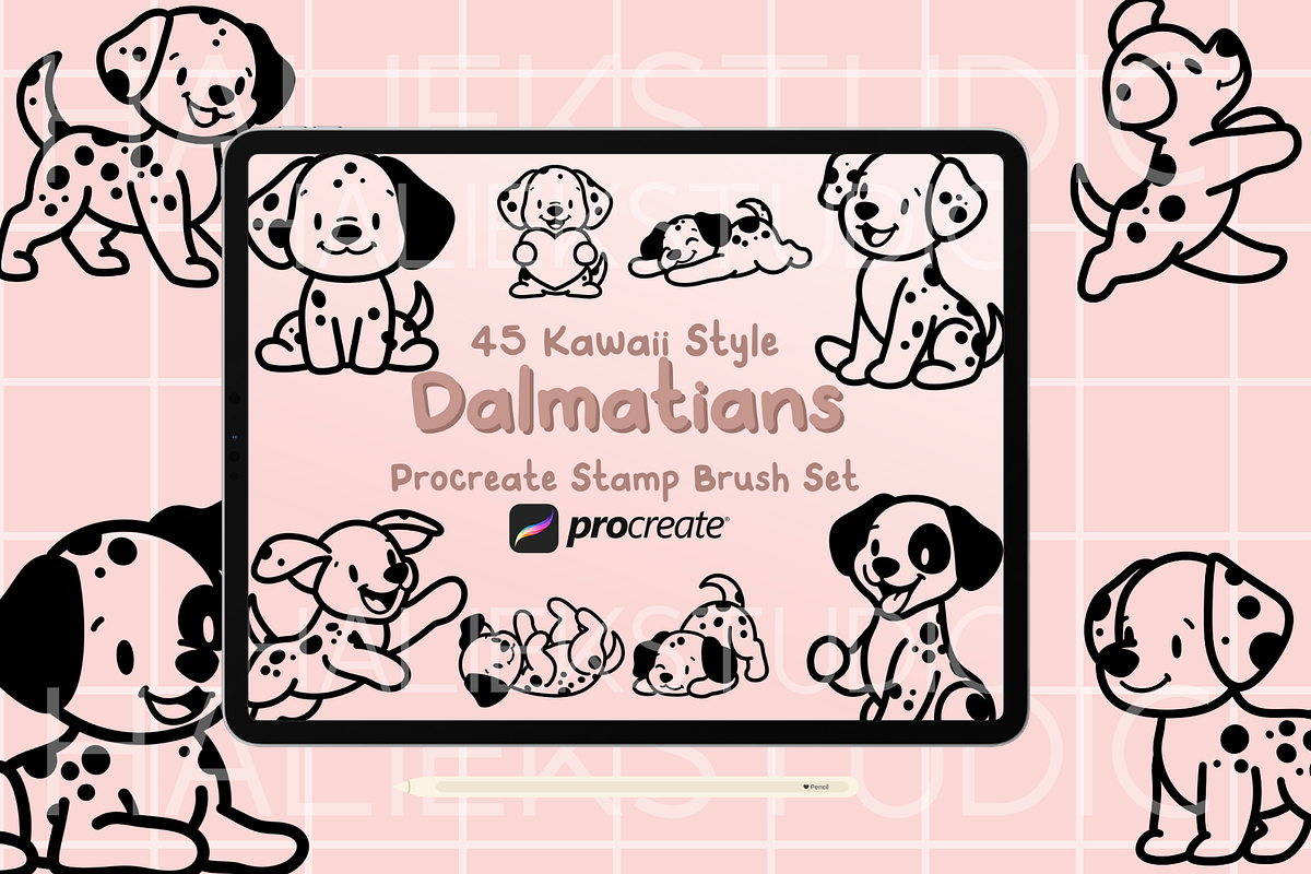 Dalmatian Procreate Stamp Brush Set, a Brush Add-On by HalieKStudio (Photo 1 of 9)