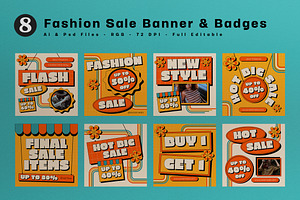 Yellow Retro Fashion Sale Banner, an UI Kit Template by graphicook