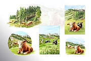 Dairy Farm. Watercolor collection, an Animal Illustration by Daria Ustiugova (Thumbnail 5 of 11)
