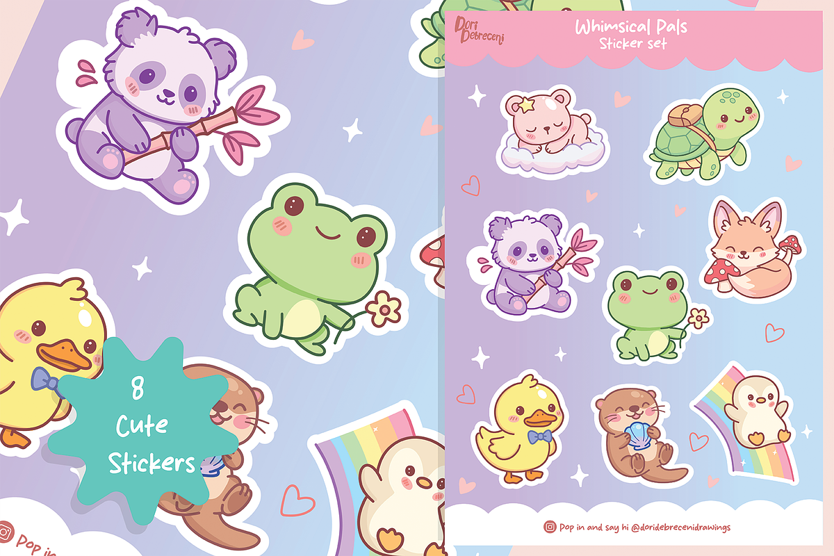 Whimsical Pals Sticker Set, an Animal Illustration by Dori Debreceni draws (Photo 2 of 4)