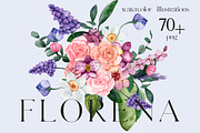 SALE! Florena watercolor floral, a Decorative Illustration by Julia Bogdan (Thumbnail 1 of 10)