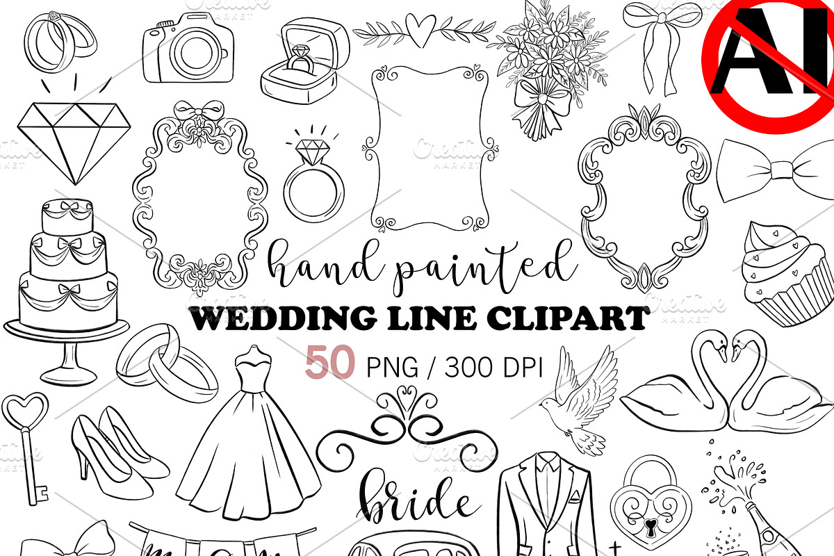 Hand Painted Wedding PNG Black Line, a Person Illustration by PatternPalette (Photo 1 of 7)