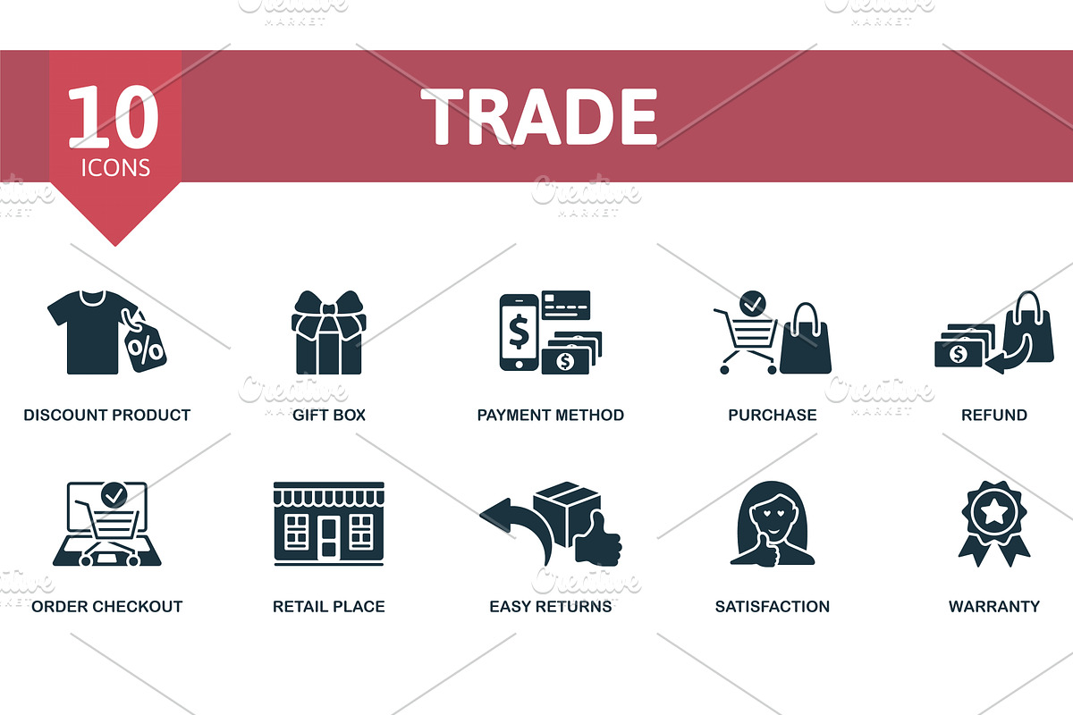 Trade icons set. Creative icons, a Finance Illustration by Aimagenarium@gmail.com