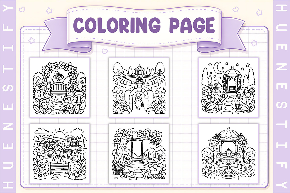 Secret Garden Days Coloring Book, a Seasonal Illustration by HueNestify (Photo 3 of 4)