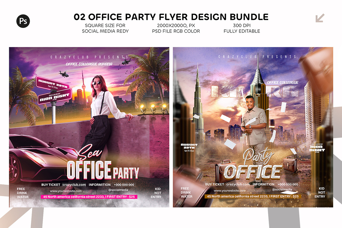 02 Office Party Flyer Design Templat, a Graphic by Shajib Shikder