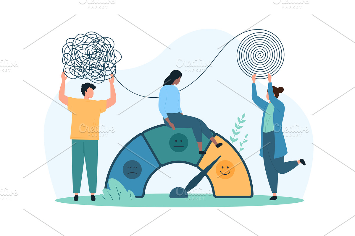 Mental health problem change mood, a Person Illustration by Flashvector