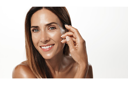 Mature skin care. Beautiful adult