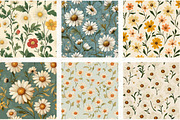 Cottagecore Daisy Flower Pattern, an Illustration by DreamCafeArt (Thumbnail 2 of 3)