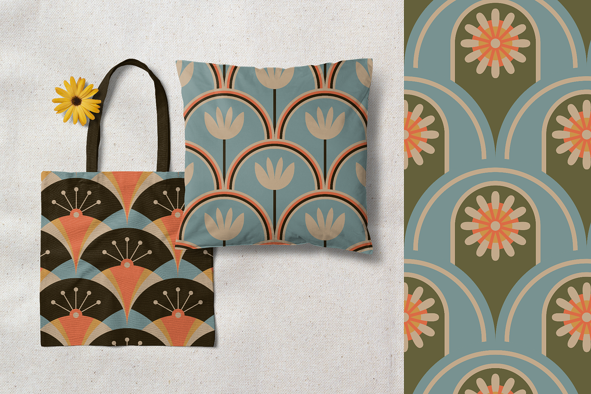 Retro Floral Seamless Patterns V2, a Pattern Graphic by Firowerk (Photo 4 of 5)