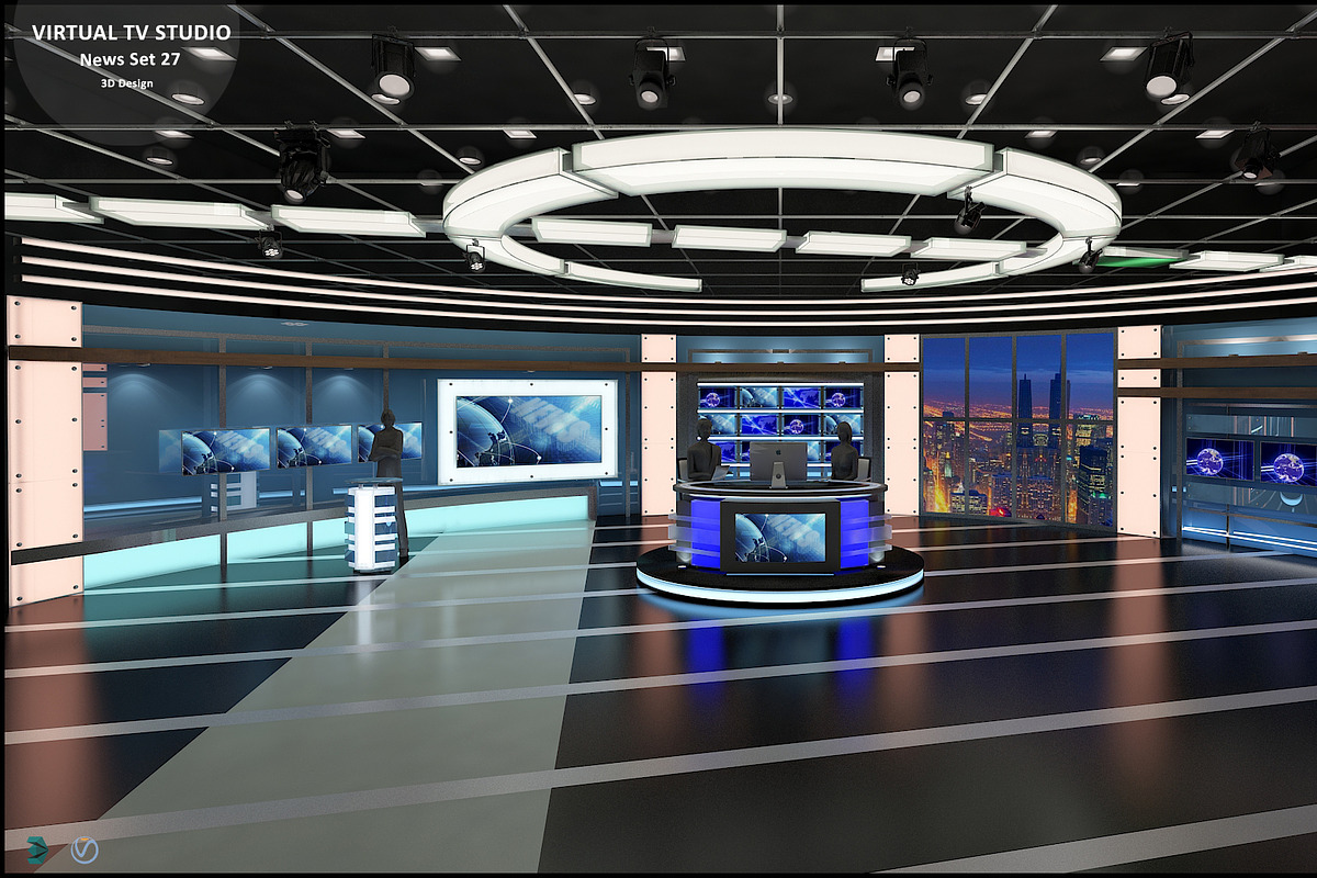 Virtual TV Studio News Set 27, an Architecture 3D Model by akerStudio (Photo 4 of 49)