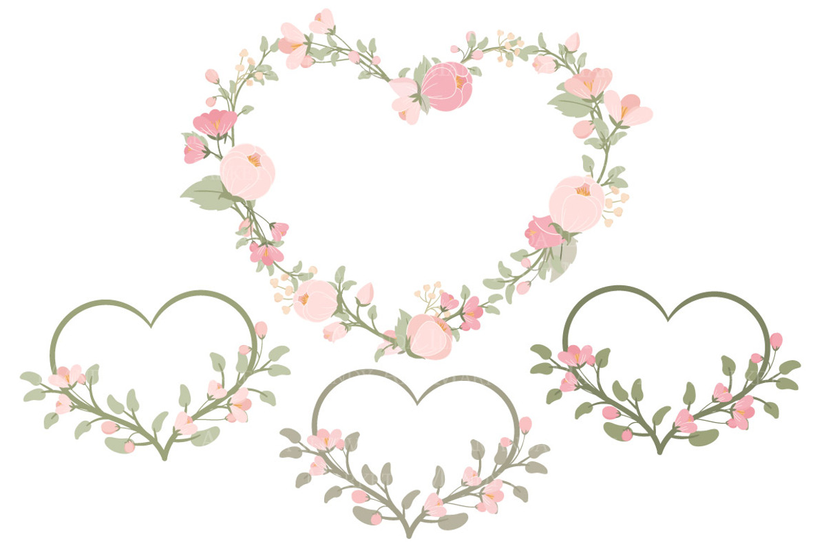 Soft Pink Floral Heart Wreath Vector, an Illustration by Amanda Ilkov (Photo 3 of 5)