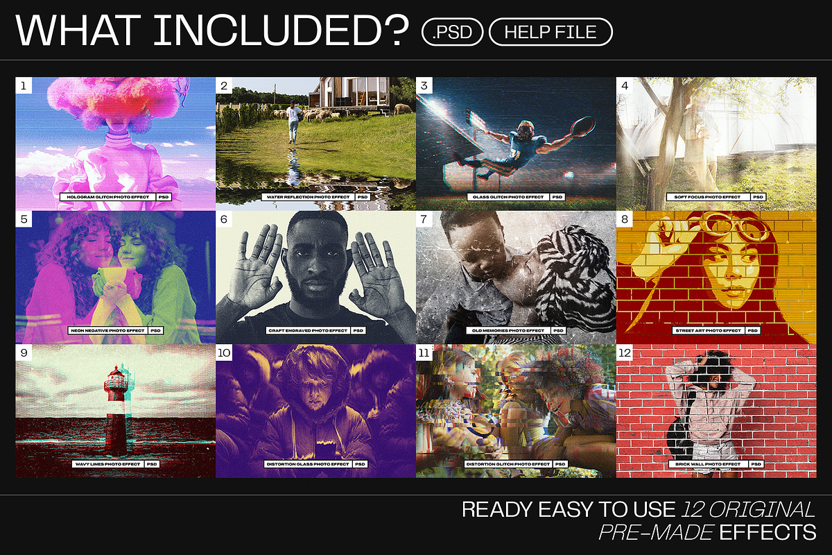 12 Photo Effect Templates, a Layer Style Add-On by iDoodle Studio (Photo 2 of 6)