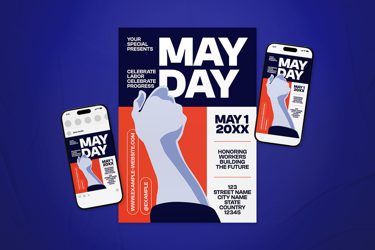 Blue May Day Flyer Set, a Flyer Template by The Good Store (Photo 1 of 2)