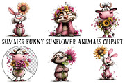 Summer Funny Sunflower Animals Clipa, an Illustration by OK Design (Thumbnail 2 of 6)