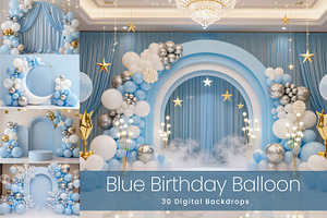 Blue Birthday Balloon Backdrops