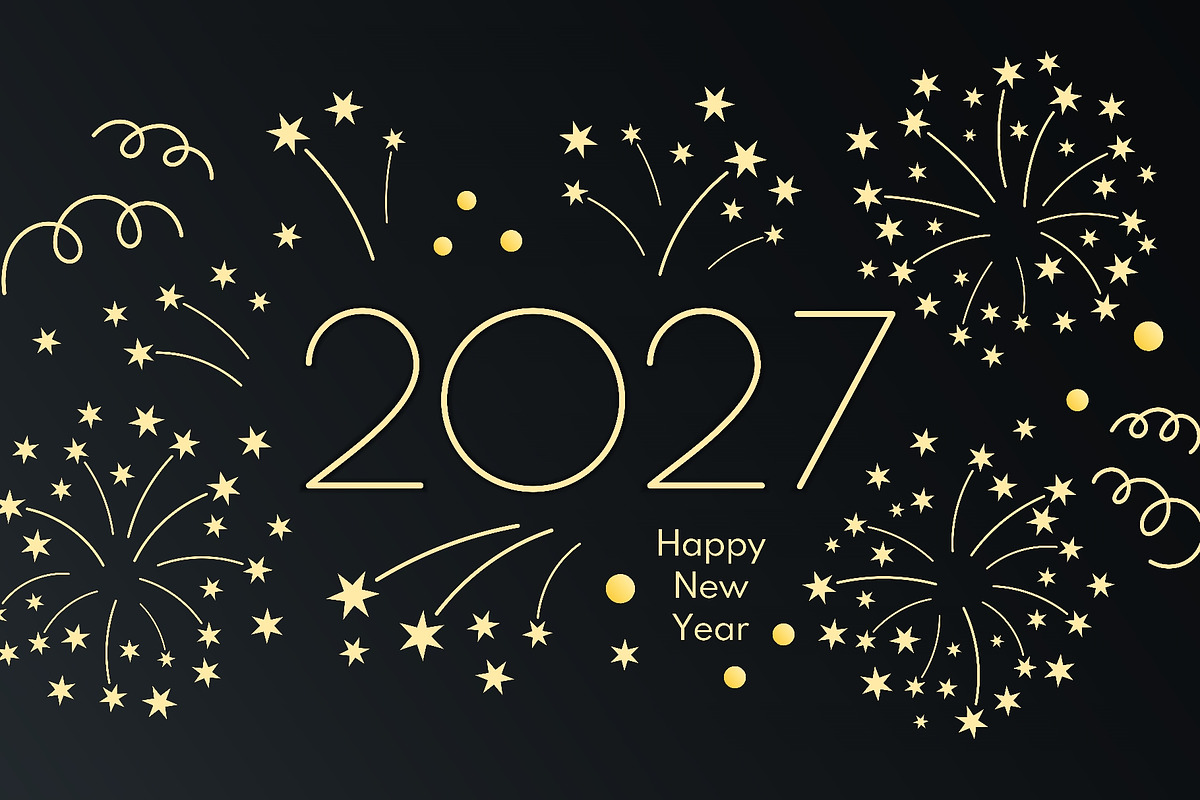 Golden fireworks, stars, 2027 Happy, a Seasonal Illustration by sceptical cactus (Photo 2 of 3)
