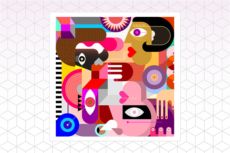 Three People Abstract Vector Artwork, a Person Illustration by danjazzia