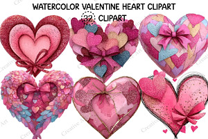 Watercolor Valentine Heart Clipart, an Illustration by Creative Art