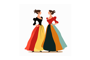 Two Elegant Women Wearing Vintage