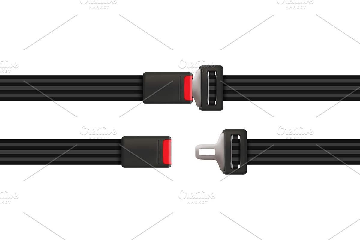 Safety seat belt, car seatbelt., a Transportation Illustration by HAPPY VECTOR