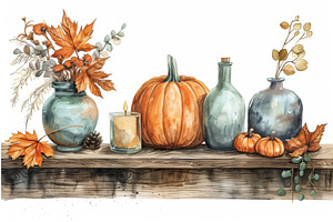 Autumn Still Life with Pumpkins, an Illustration by tilialucida