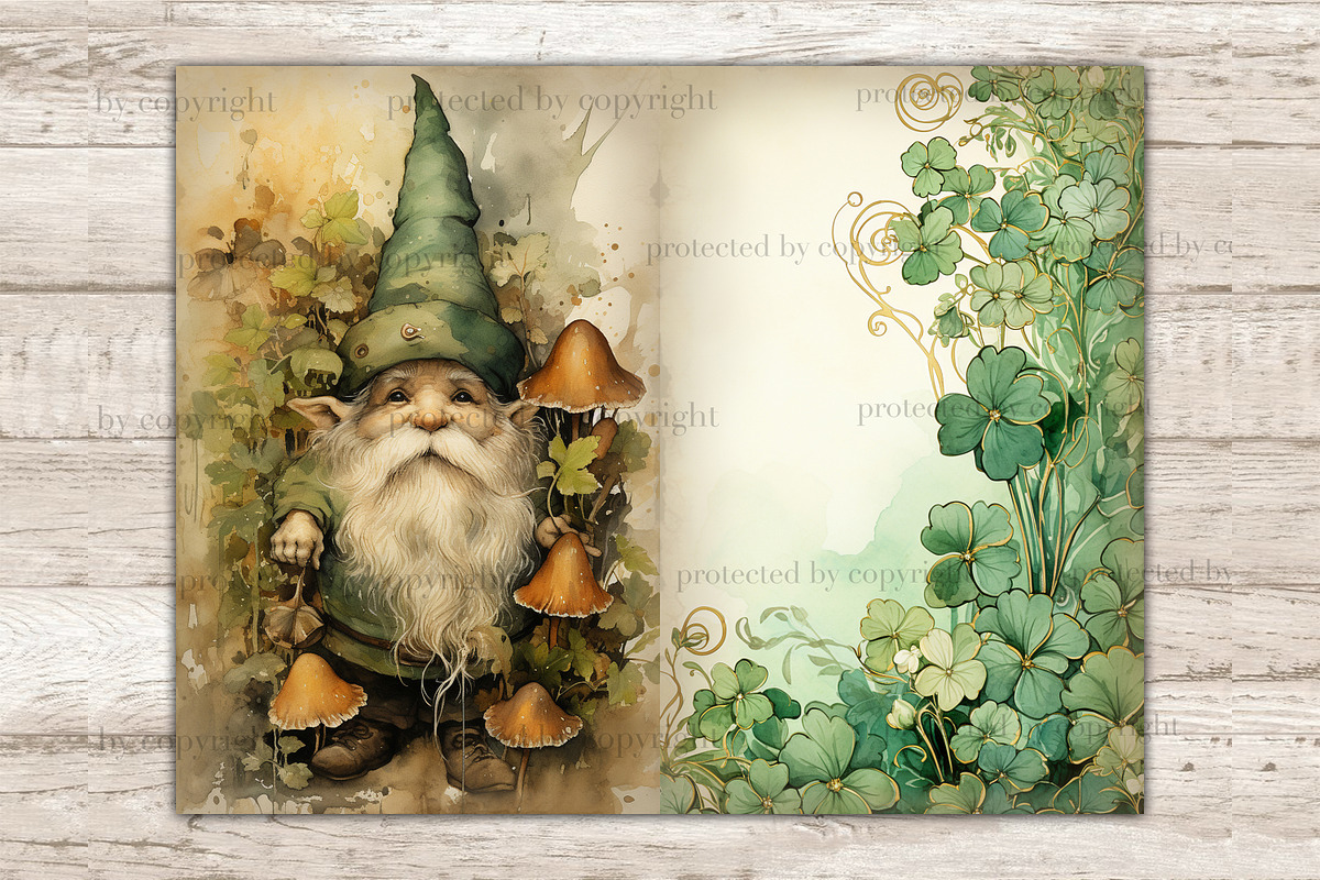 St. Patricks Day Gnomes Junk Journal, a Seasonal Illustration by GlamArtZhanna (Photo 10 of 10)