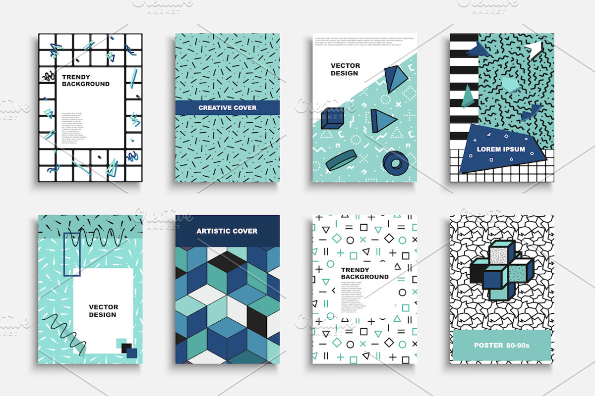 Abstract trendy posters 80-90s, a Brochure Template by ExpressShop (Photo 1 of 3)