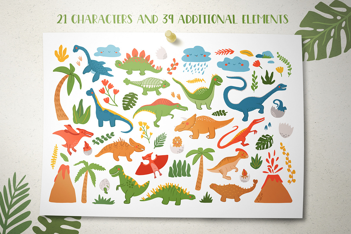 Cute Dinosaurs clipart bundle, an Illustration by ann_etc (Photo 2 of 9)