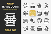 Tennis Court Icons, an Icon by Spacepixel Creative (Thumbnail 1 of 3)