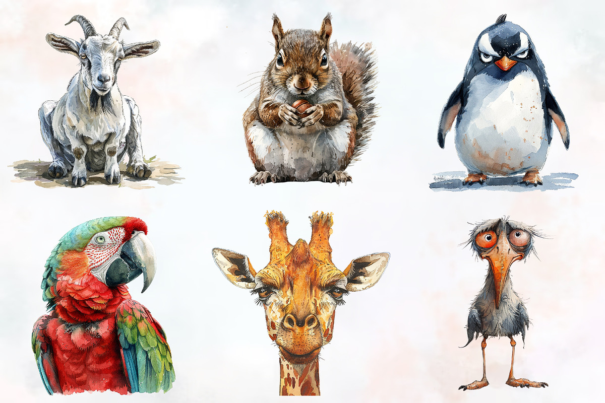 Cheeky Grumpy Animals Clipart, an Animal Illustration by RobertsArt (Photo 2 of 7)