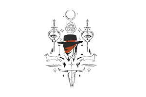 Cowgirl in hat graphic