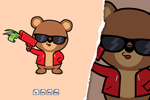 Cute Swag Bear With Money, an Animal Illustration by tkzgraphic