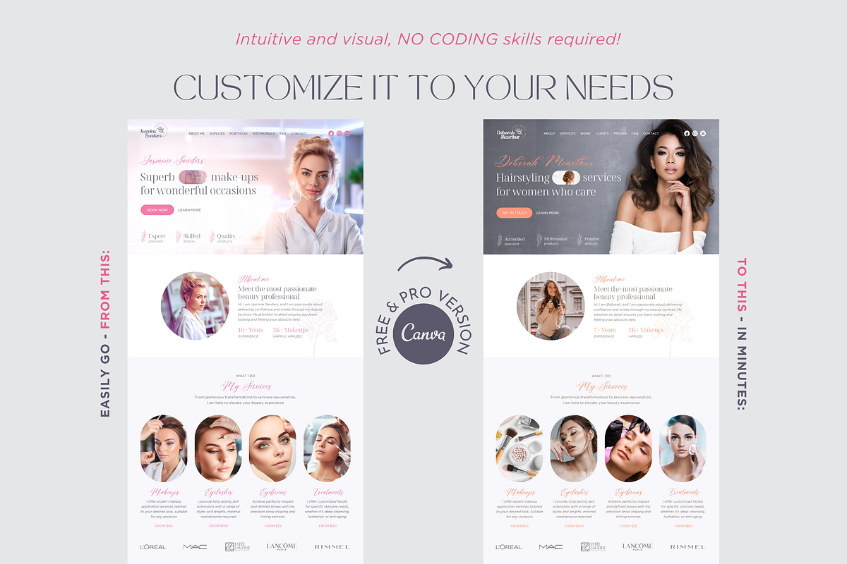 Beauty Website Template Canva Site, a Landing Page Template by vectorocean (Photo 3 of 11)