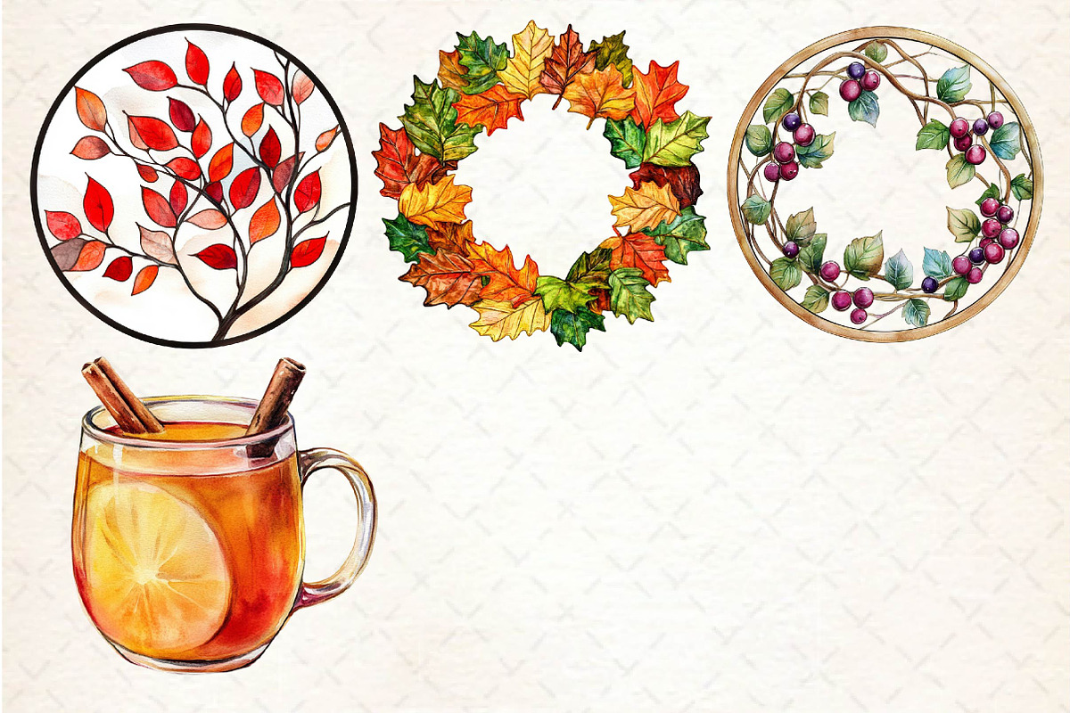 Round Stained Glass Autumn, an Illustration by Dream Creation (Photo 5 of 6)