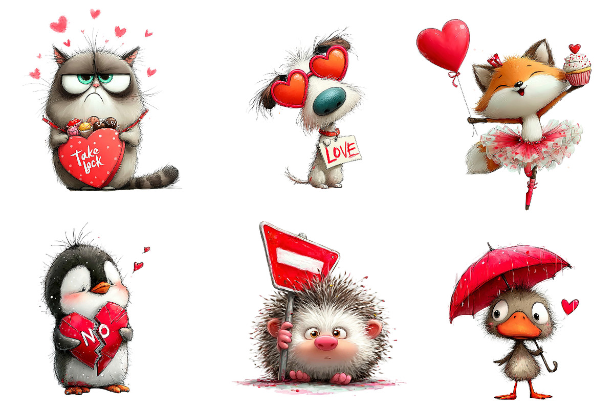 Valentine Animal Clipart Bundle, an Illustration by CreationArt (Photo 2 of 7)