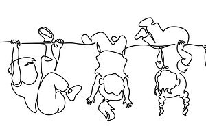 Little children boys girl playing, a Person Illustration by Valenty