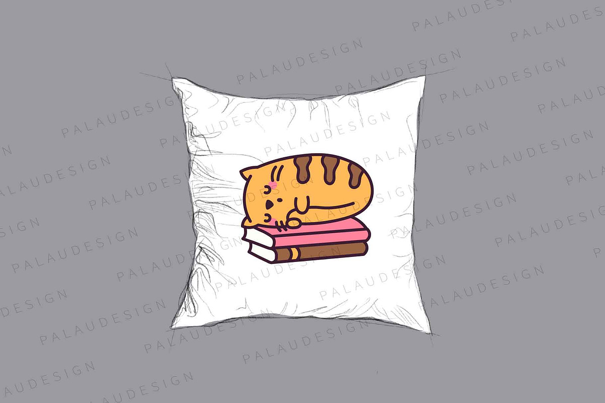 Cute Kawaii Cats with Books, an Animal Illustration by Palau (Photo 3 of 12)