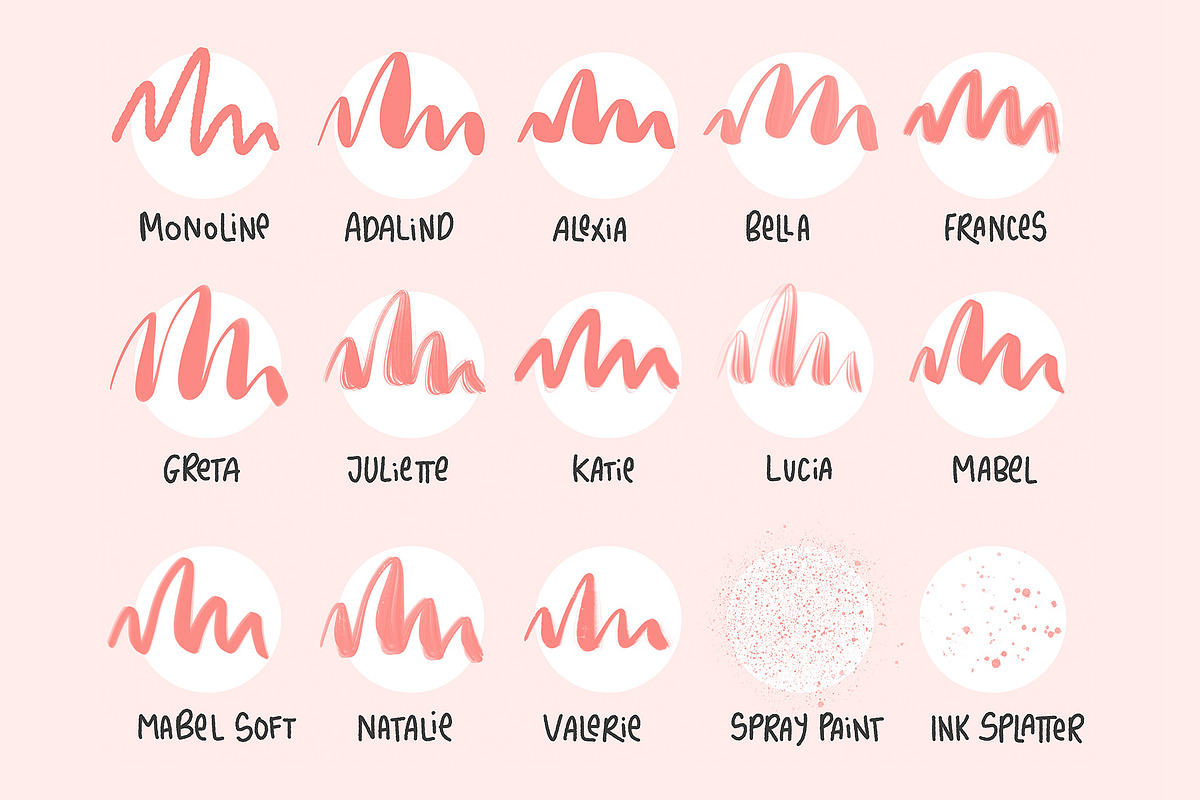 Classy Lettering Brushes Procreate, a Brush Add-On by Honey & Jazz Co. (Photo 7 of 7)