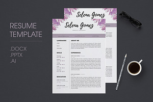 Purple Floral Cv template, a Resume Template by Emaholic Template