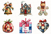Patchwork Christmas Clipart, an Illustration by OK Design (Thumbnail 2 of 5)