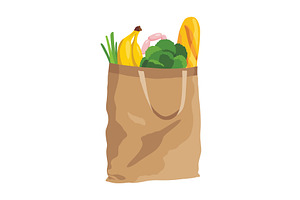 Paper shopping bag products grocery, a Food Illustration by the8monkey