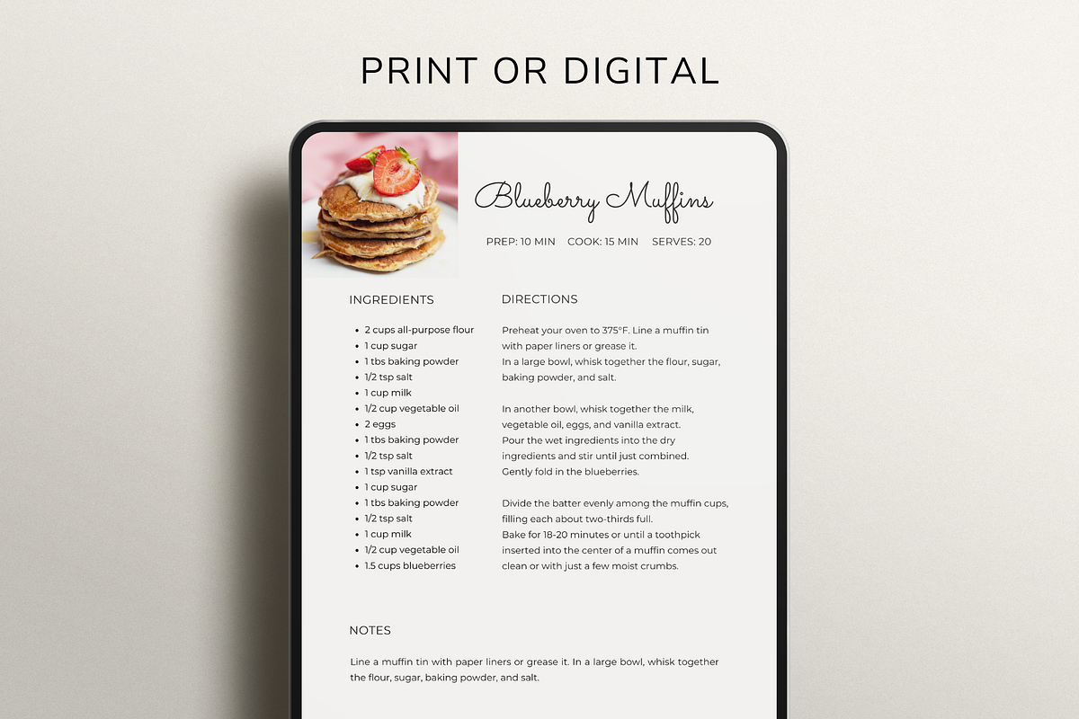 Minimalist Recipe Page Template, a Card Template by OrganizationOasisRo (Photo 8 of 10)