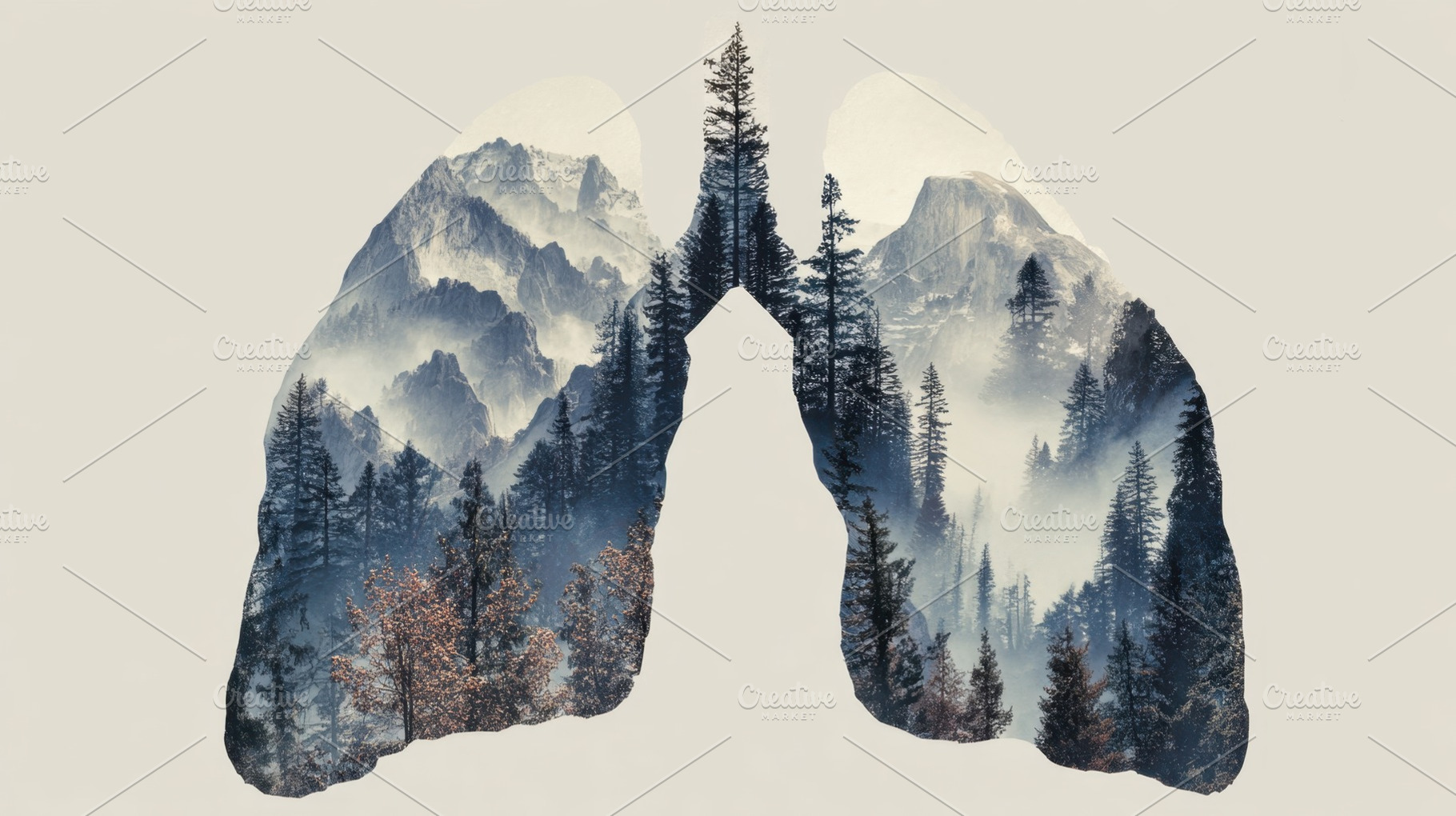 Lungs shaped by mountains and trees, a Photo by Beautiful things
