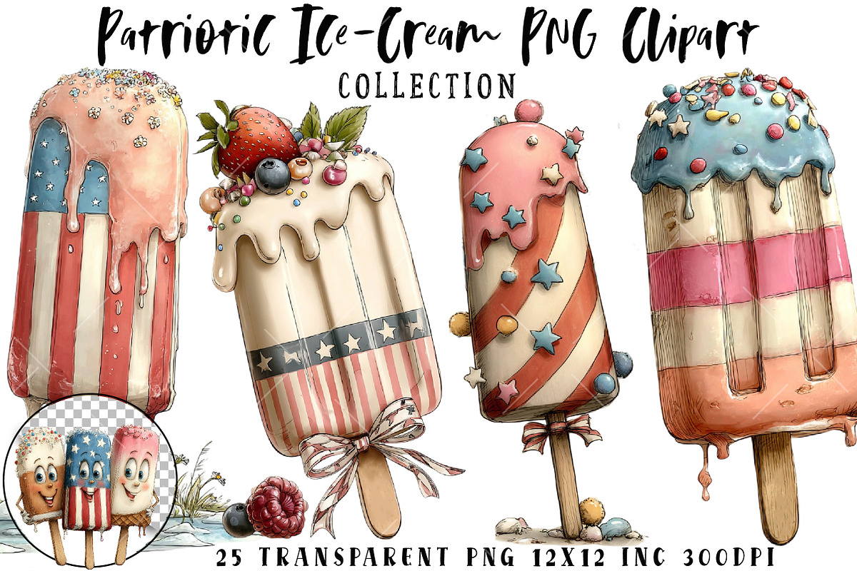 Patriotic Ice-Cream PNG Clipart, an Illustration by OK Design (Photo 1 of 6)